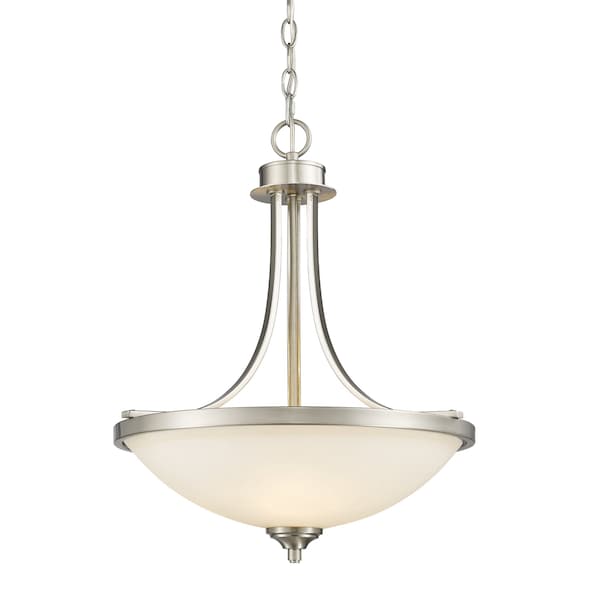 Z-Lite Bordeaux 3 Light Pendant, Brushed Nickel & Matte Opal 435P-BN - main